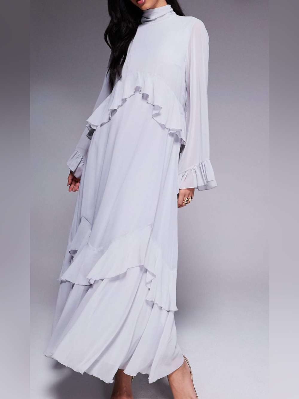 ASOS Soft Blue Ruffle Maxi Dress - Picture 3 of 3